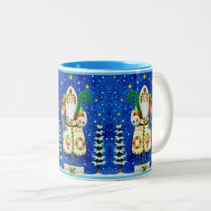 CANECA DE CAFÉ EM DOIS TONS FOLKART BALTIMORE QUILADO PAI NATAL PRIMITIVO