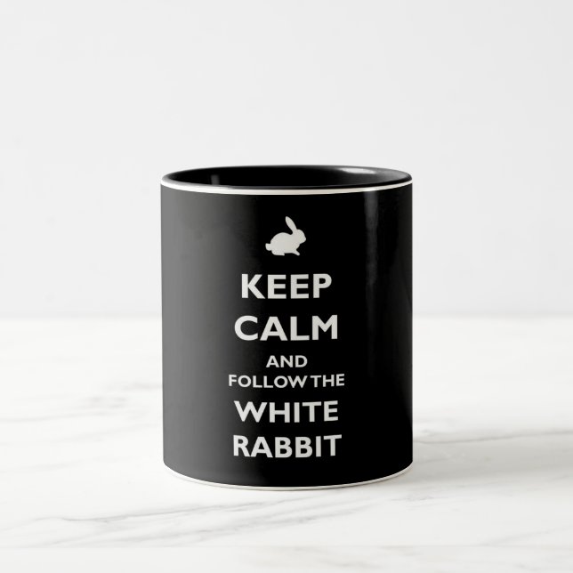Caneca De Café Em Dois Tons Follow the white rabbit (Centro)