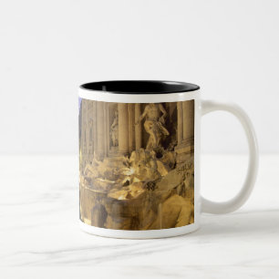 Caneca De Café Em Dois Tons Fontana de Trevi à noite, Roma, Lazio, Itália