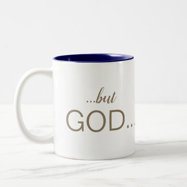 Caneca De Café Em Dois Tons Fonte Combo Cristã "...mas DEUS..." Café II (Esquerda)