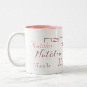 Caneca De Café Em Dois Tons Fontes rosa legal Seu Nome Personalizado