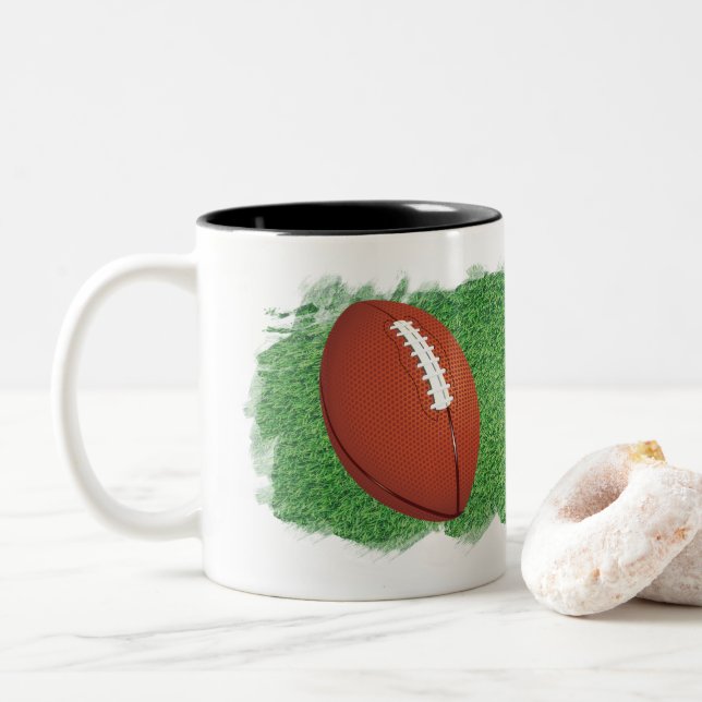 Caneca De Café Em Dois Tons Football with Artistic Image of Grass Personalize (Com Donut)