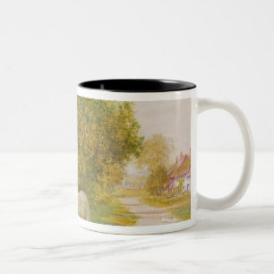 Caneca De Café Em Dois Tons Fora da pensão da vila