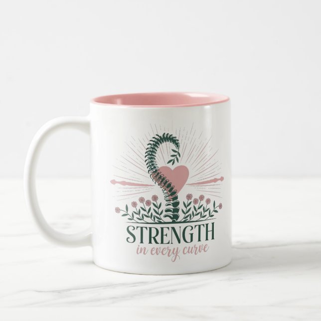 Caneca De Café Em Dois Tons Força em cada Curva..Conscientização sobre Escolio (Esquerda)