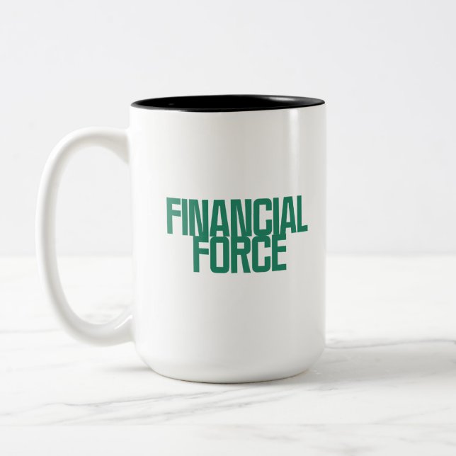 Caneca De Café Em Dois Tons Força Financeira | Poder de Análise Econômica Desi (Esquerda)