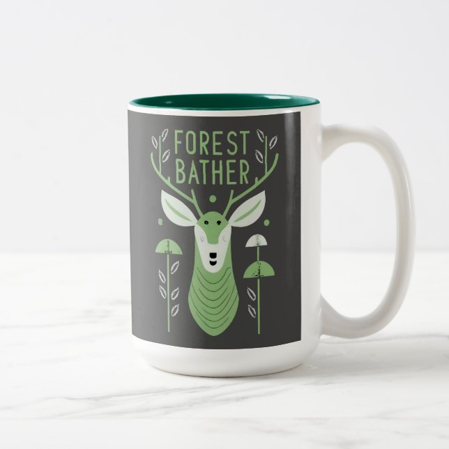 Caneca De Café Em Dois Tons Forest Bather Deer (Direita)