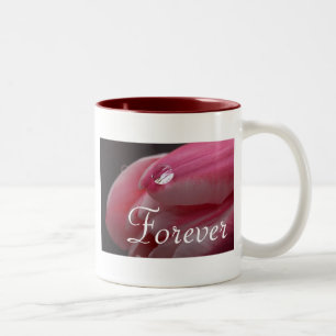 Caneca De Café Em Dois Tons Forever Love Rosa Raindrop