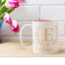 Caneca De Café Em Dois Tons Forma de Nome e Amor do Marble Rosa Personalizado