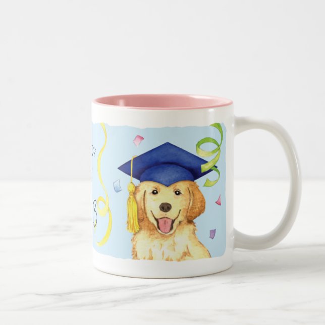 Caneca De Café Em Dois Tons Formando do golden retriever (Direita)