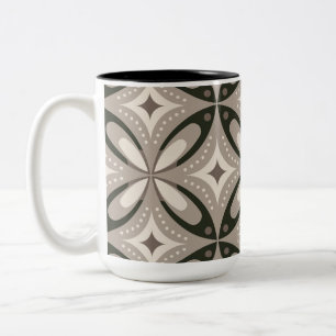Caneca De Café Em Dois Tons Formas circulares retrô bege e marrom