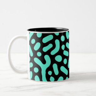 Caneca De Café Em Dois Tons Formas Geométricas Monocromáticas Verdes