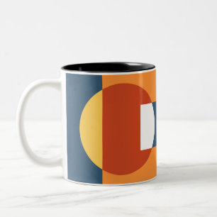 Caneca De Café Em Dois Tons Formas geométricas sobrepostas - Estilo retrô