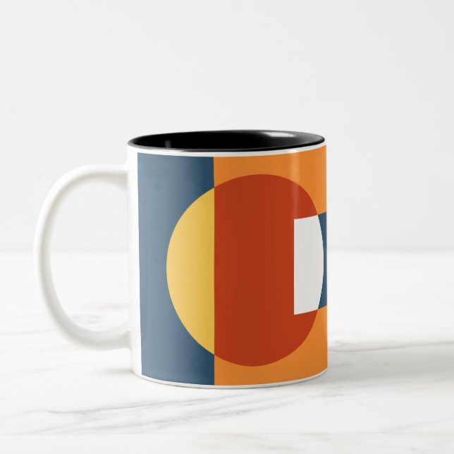 Caneca De Café Em Dois Tons Formas geométricas sobrepostas - Estilo retrô (Esquerda)