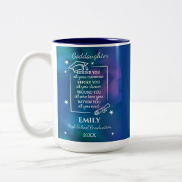Caneca De Café Em Dois Tons Formatura do Ensino Médio da Afilhada Nome Ano