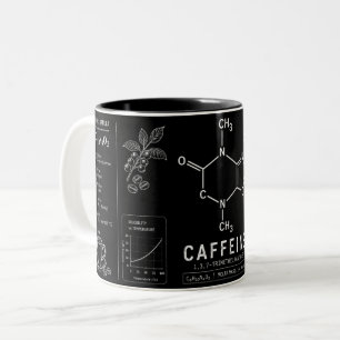 Caneca De Café Em Dois Tons Fórmula da Molécula de Cafeína em Arte de Linha Br