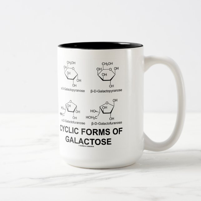 Caneca De Café Em Dois Tons Formulários cíclicos da galactose (estrutura da (Direita)