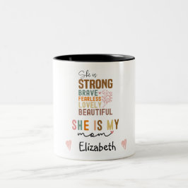Caneca De Café Em Dois Tons Forte Mãe Roteiro Retro Groovy Dia das Mães 