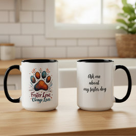 Caneca De Café Em Dois Tons Foster Dog Love-Change Lives Paw Print Mug