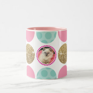 Caneca De Café Em Dois Tons FOTO BOLINHAS crianças modernas figura ouro rosa p