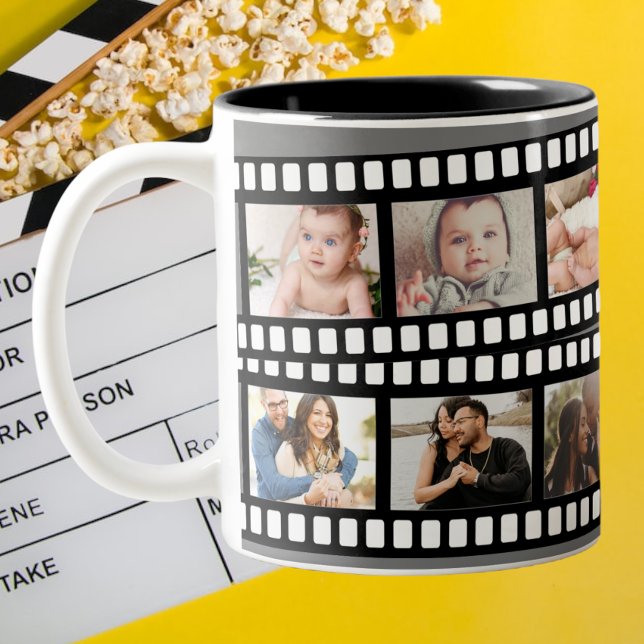 Caneca De Café Em Dois Tons Foto Collage Film Strip Personalizada DIY Personal (Criador carregado)
