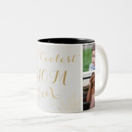 Caneca De Café Em Dois Tons Foto da Elegante Dourada Mãe Nunca