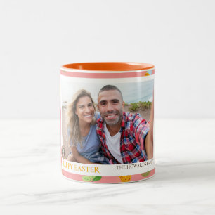 Caneca De Café Em Dois Tons Foto da família de Ovos Modernos e Simples