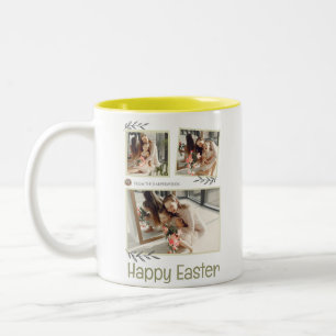 Caneca De Café Em Dois Tons Foto da família Easter Eggs, Bênçãos de Páscoa Ele