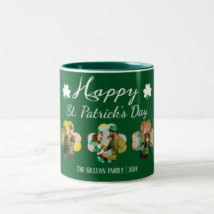 Caneca De Café Em Dois Tons Foto da família "Shamrocks" de Dia de São Patrício