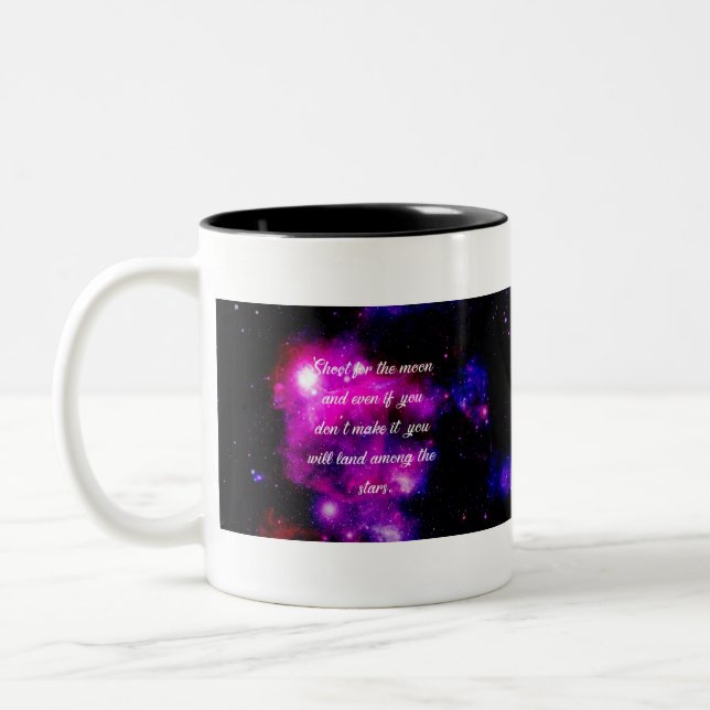 Caneca De Café Em Dois Tons Foto Da Lua E Terra Entre As Estrelas (Esquerda)