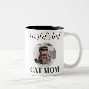 Caneca De Café Em Dois Tons Foto da melhor mãe de gato do mundo simples