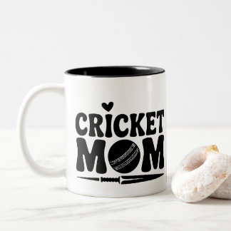Caneca De Café Em Dois Tons Foto da Vida de Mãe de Críquete Personalizada