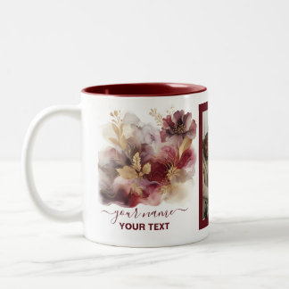 Caneca De Café Em Dois Tons Foto de agata floral brilhante e Dourada