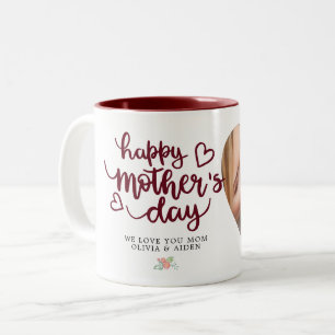 Caneca De Café Em Dois Tons Foto de Dia de as mães Feliz Texto Personalizado B