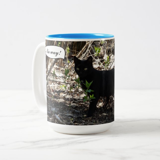 Caneca De Café Em Dois Tons Foto de Gato Preto (Frente Esquerda)