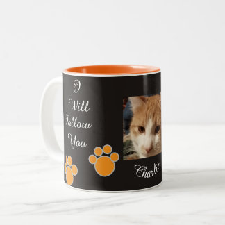 Caneca De Café Em Dois Tons Foto de Humor com Pegada de Gato