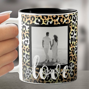 Caneca De Café Em Dois Tons Foto de Leopard Print Love