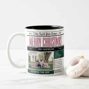 Caneca De Café Em Dois Tons Foto de Natal do Polo Norte Personalizado
