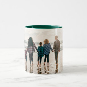 Caneca De Café Em Dois Tons foto de natal horizontal longa em volta