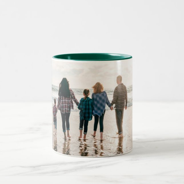 Caneca De Café Em Dois Tons foto de natal horizontal longa em volta (Centro)
