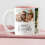 Caneca De Café Em Dois Tons Foto de Script Chic para Melhores Amigos Modernos<br><div class="desc">Uma caneca de colagem fotográfica de melhores amigos com espaço para 3 fotos. Personalize-o com fotos do seu lado. Projetado para você pelo Blackberry Boulevard.</div>