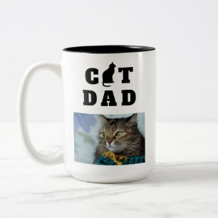 Caneca De Café Em Dois Tons Foto de Silhueta Gata Pai