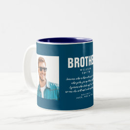 Caneca De Café Em Dois Tons Foto do Brother Quote Azul Moderno