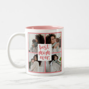 Caneca De Café Em Dois Tons Foto do Coração da Melhor Mãe Moderna   Rosa escur