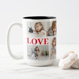 Caneca De Café Em Dois Tons Foto do Dia de os namorados Romântico Branco