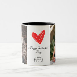 Caneca De Café Em Dois Tons Foto do Dia dos Namorados Coração Elegante Feliz