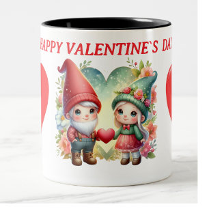 Caneca De Café Em Dois Tons foto do gnomo do namorados feliz