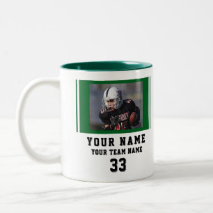 Caneca De Café Em Dois Tons Foto do Nome do Jogador Número Equipe Verde
