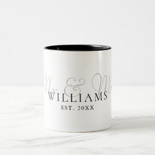 Caneca De Café Em Dois Tons Foto Elegante Moderna Sr. e Sra. Estabelecidos