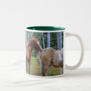 Caneca De Café Em Dois Tons Foto equina de amante de cavalos em um rancho BC