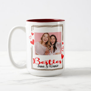 Caneca De Café Em Dois Tons Foto Minimalista Moderna Chic de Melhores Amigas B